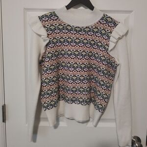 Loft Brand Women's Retro Vintage Style Sweater Ruffle Sleeve Classic Sz Medium